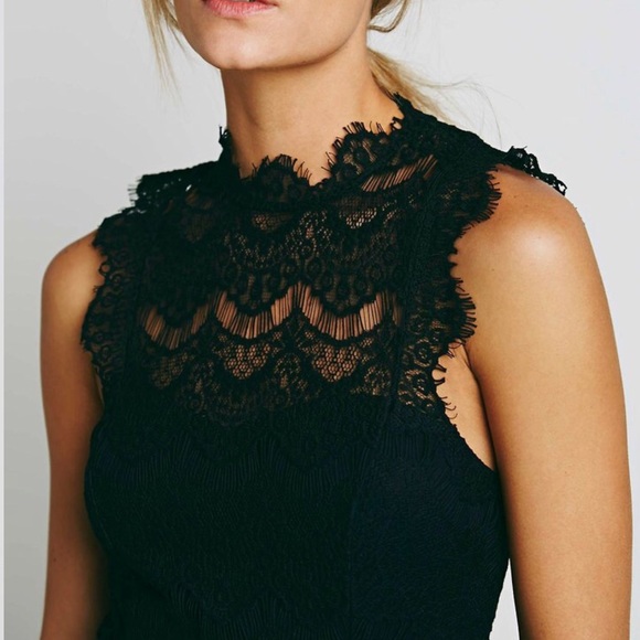 Black Lace Dress By Intimately Free People Size L - Picture 4 of 5